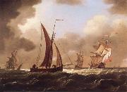 Francis Swaine Small craft at sea in a stiff breeze painting